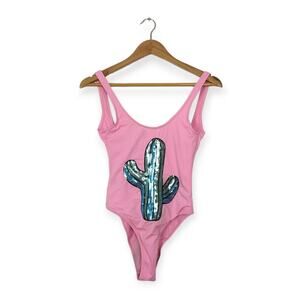 TopShop Pink Sequin Cactus One Piece Swimsuit